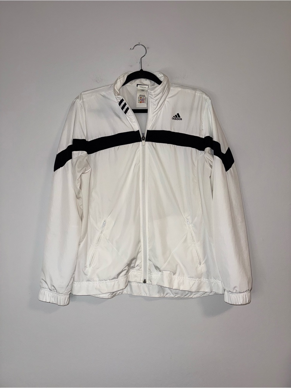 VTG 00s Adidas Black & White Windbreaker Jacket Sz L
